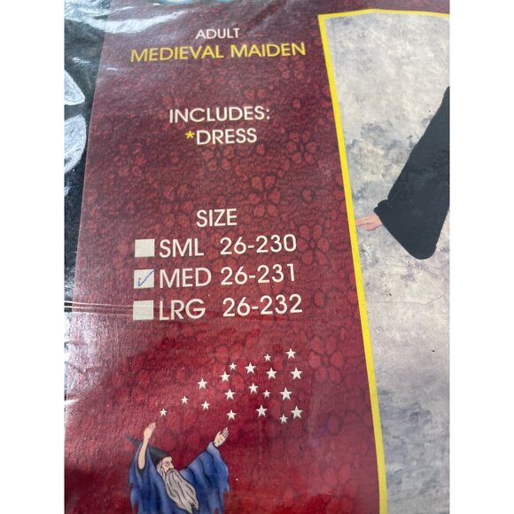 Medieval Maiden Costume Alexanders Size Medium Green Gold Dress NEW - Picture 3 of 7